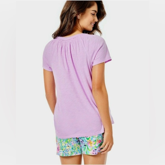 Lilly Pulitzer Essie Short Sleeve Top Tee Purple Iris Size Medium NWT - Picture 2 of 8